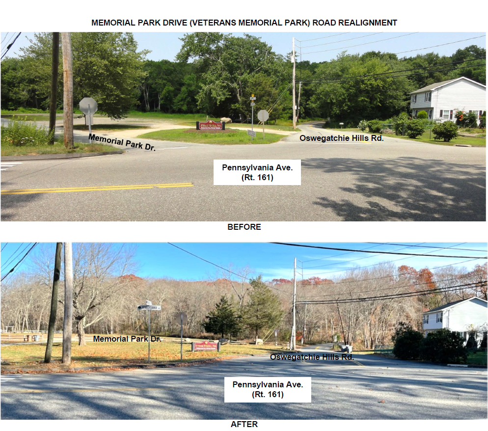 Memorial Park Drive Road Realignment Before and After