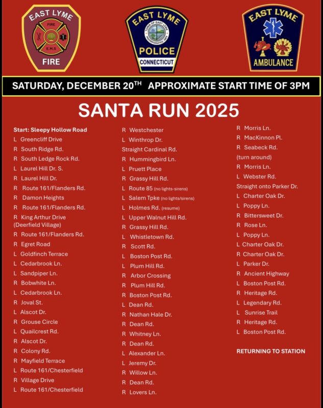 Santa Run Schedule Dec 20