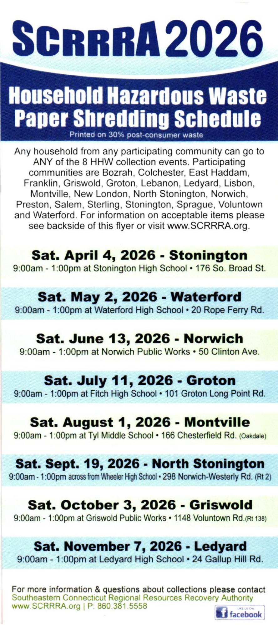 Household Hazardous Collection Acceptable Items 2026 Household Hazardous Waste schedule
